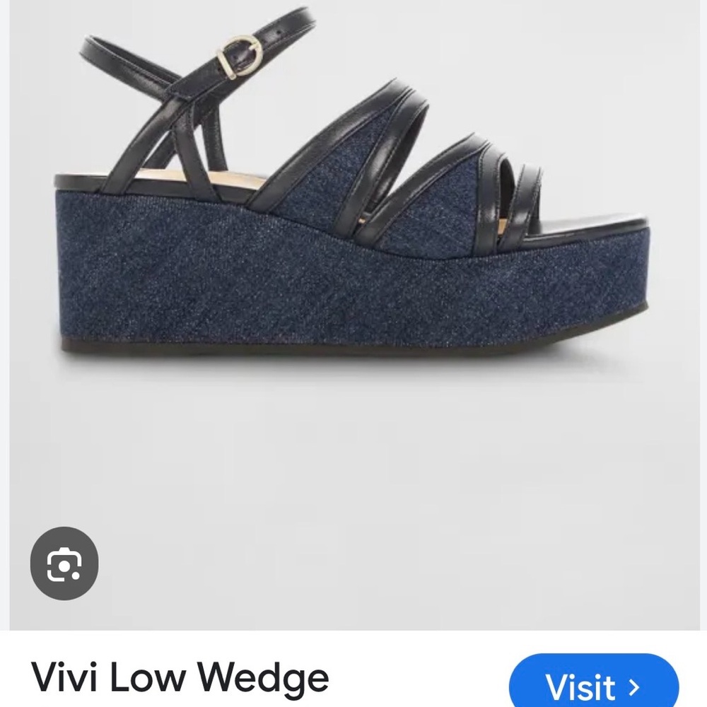 Marion Parke Denim and Black Wedge Sandals - Never Worn!